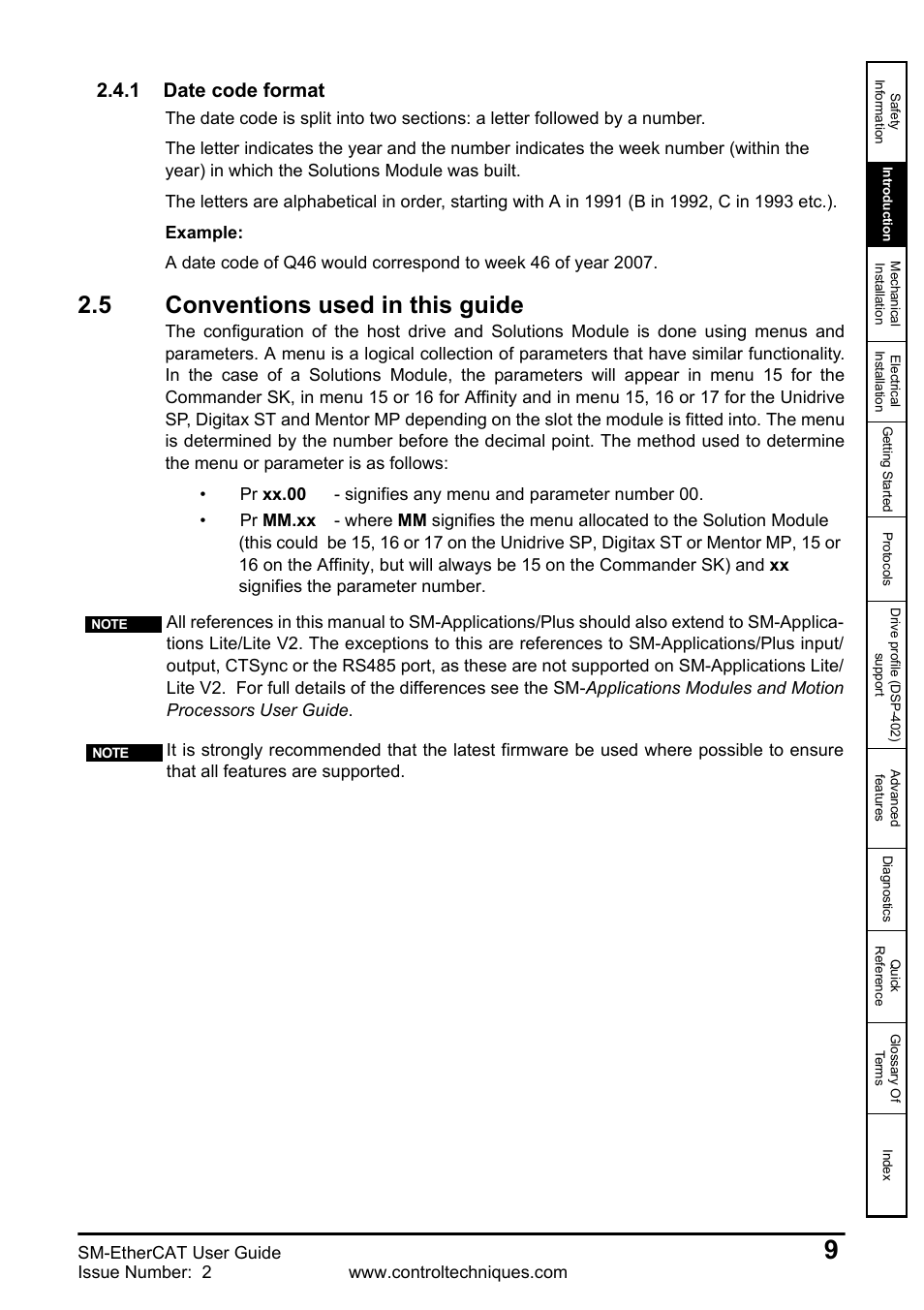 1 date code format, 5 conventions used in this guide, Conventions used in this guide | Emerson SM-ETHERCAT 0471-0128-02 User Manual | Page 9 / 70