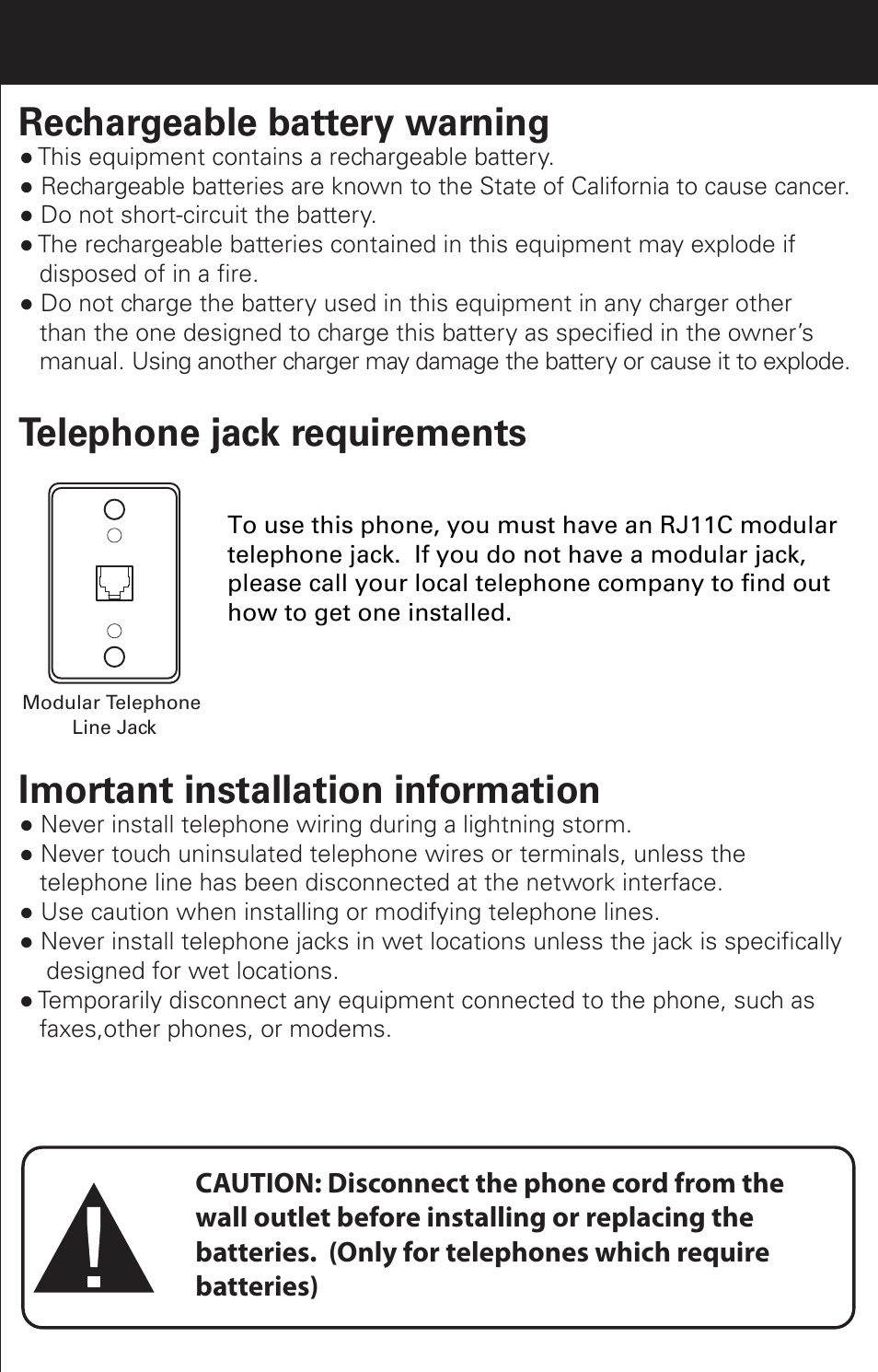 Rechargeable battery warning | Emerson EM6000 User Manual | Page 15 / 20