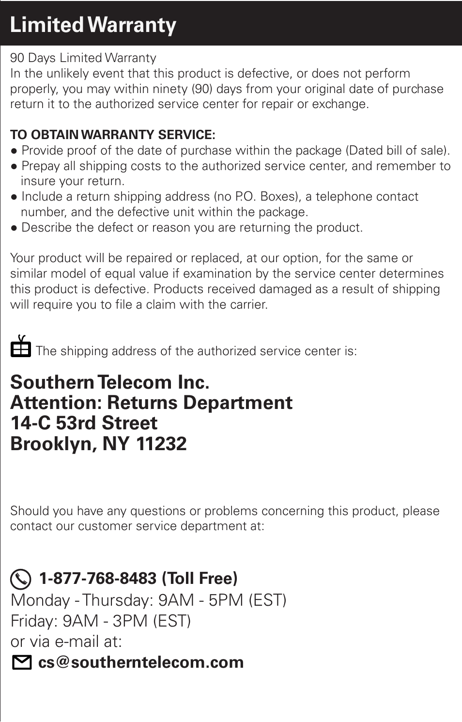 Limited warranty | Emerson EM6000 User Manual | Page 19 / 20