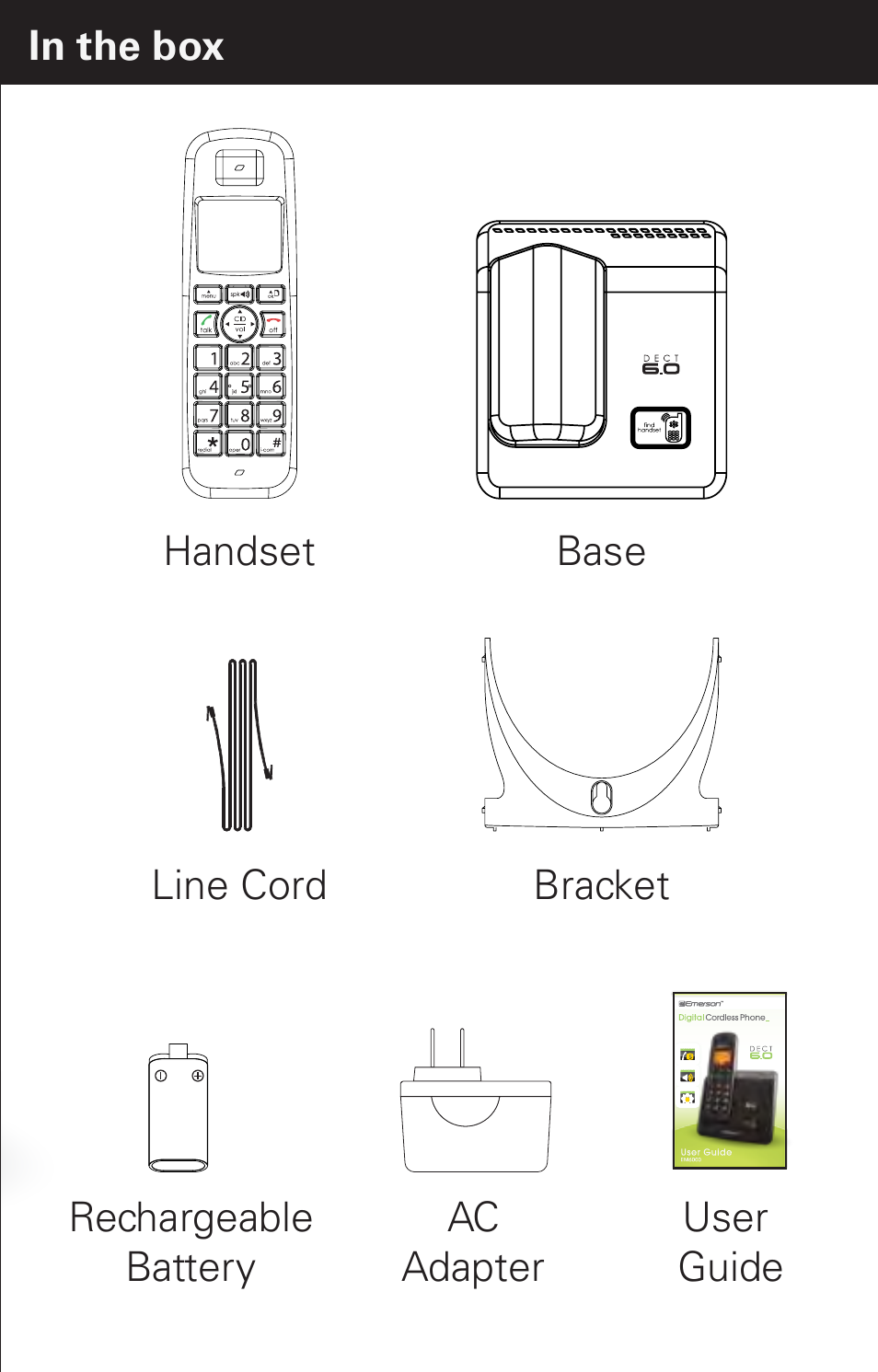 User guide rechargeable battery ac adapter | Emerson EM6000 User Manual | Page 2 / 20