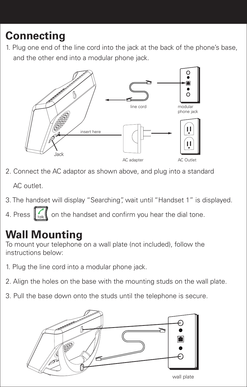 Connecting, Wall mounting | Emerson EM6000 User Manual | Page 4 / 20