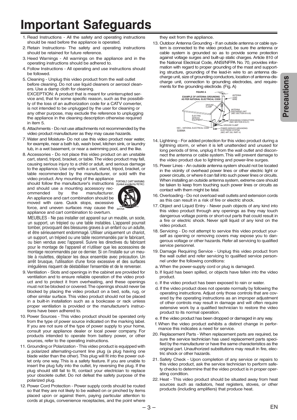 Important safeguards, Precautions | Emerson EWD2004 User Manual | Page 3 / 28