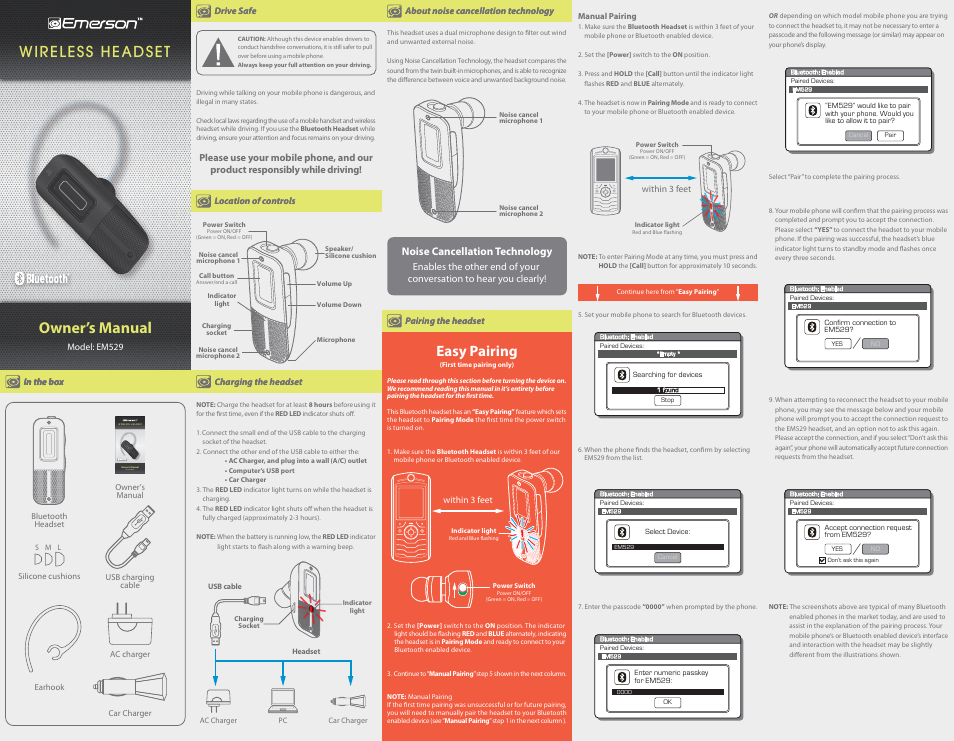 Emerson EM529 User Manual | 2 pages