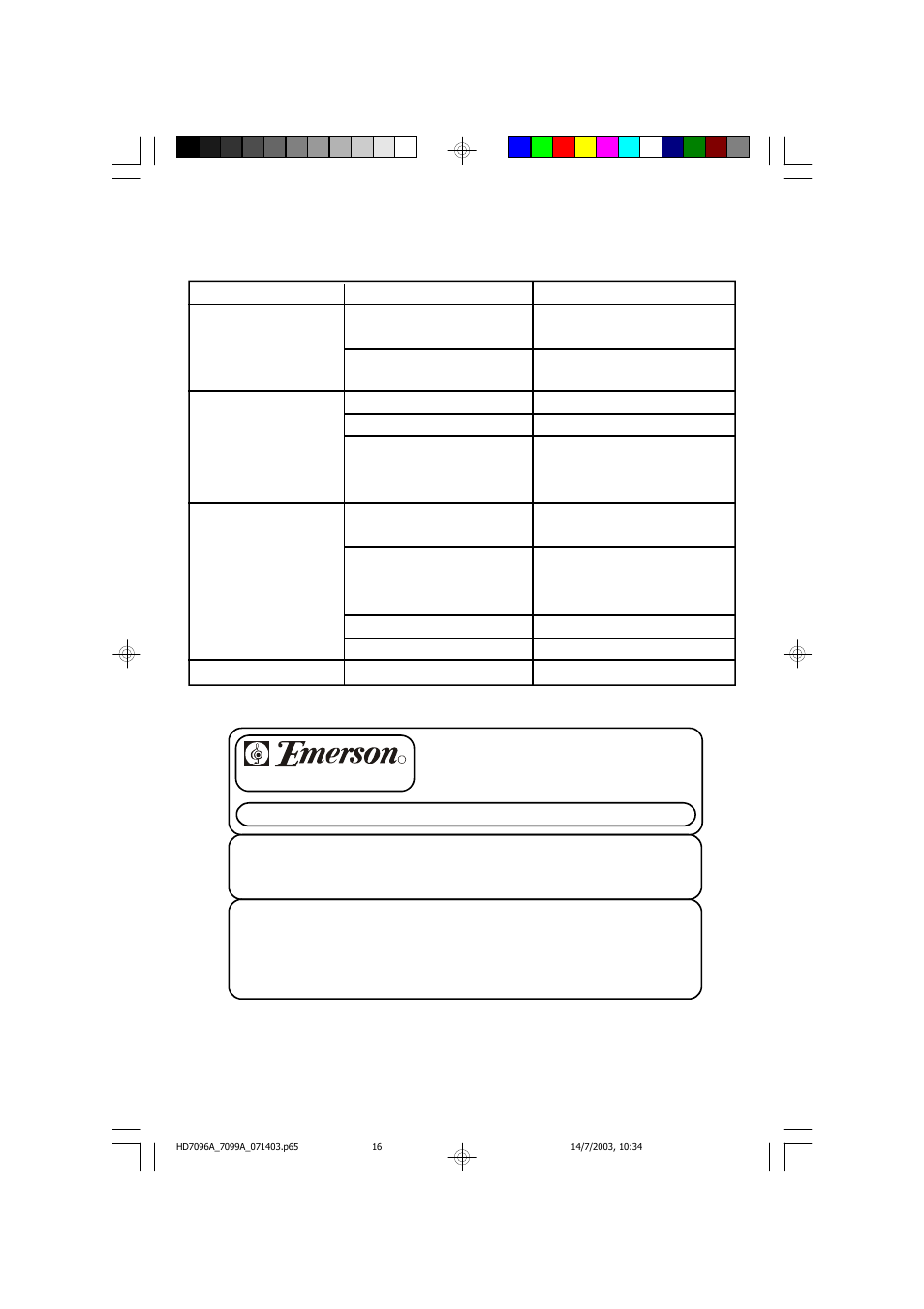 16 troubleshooting guide | Emerson Radio HD7099A User Manual | Page 17 / 19