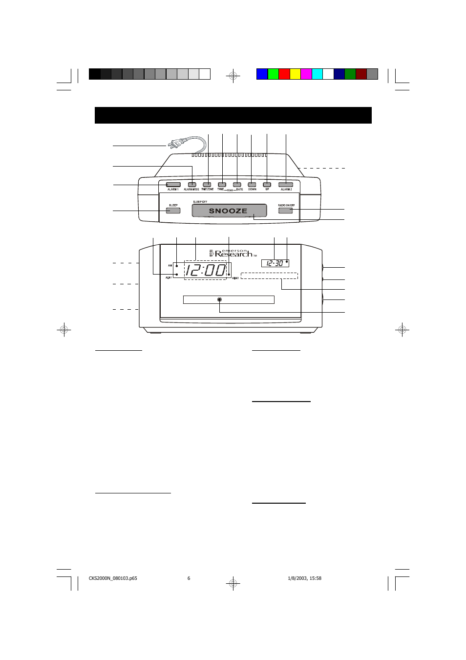 Location of controls and indicators | Emerson Radio CKS2005N User Manual | Page 7 / 20