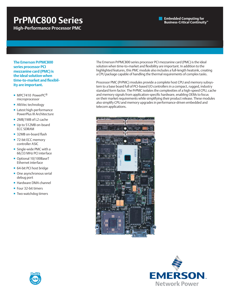 Emerson PrPMC800 User Manual | 4 pages