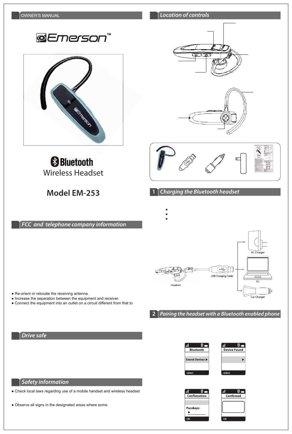 Emerson EM-253 User Manual | 2 pages