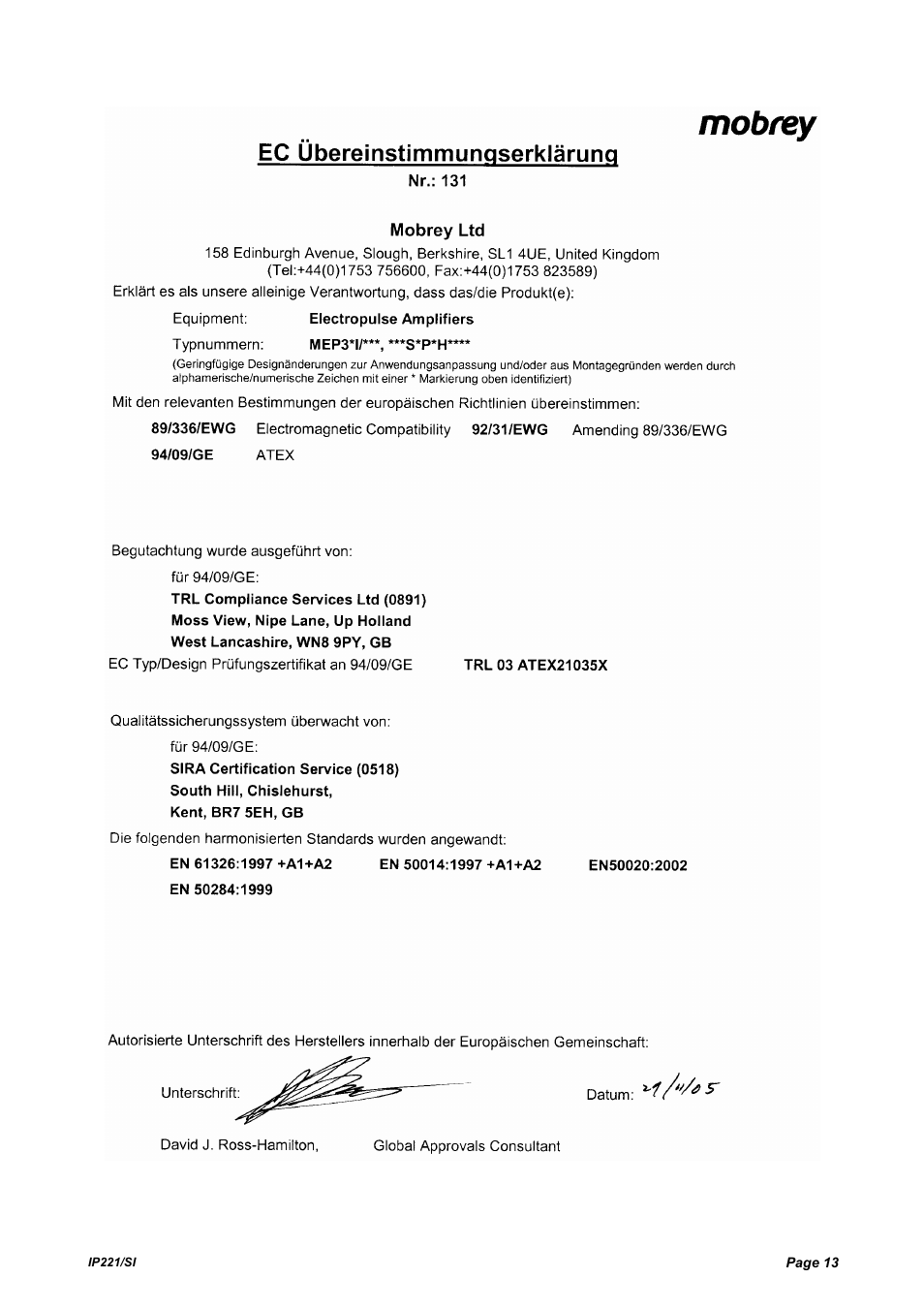 Emerson IP221/SI User Manual | Page 13 / 52