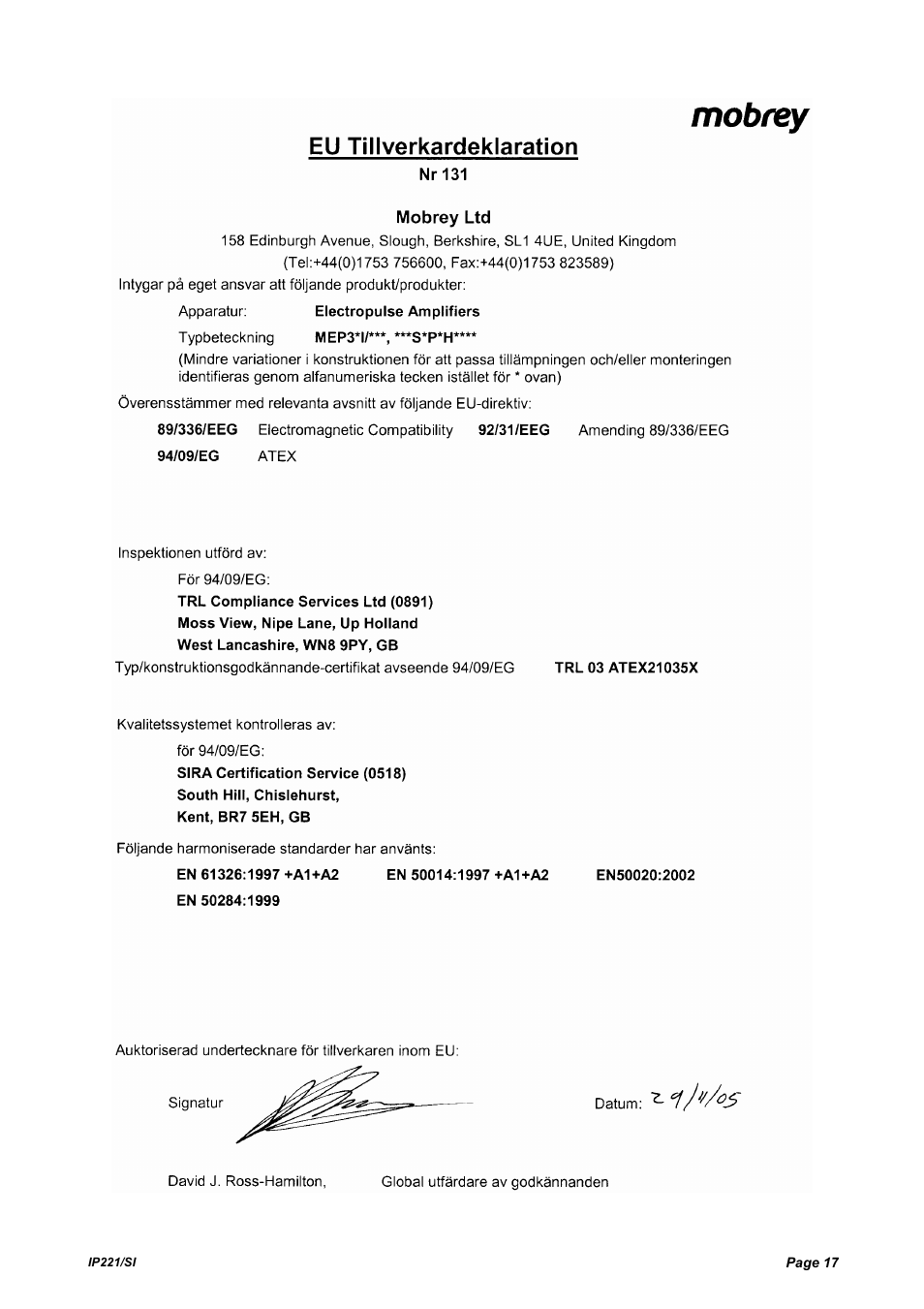 Emerson IP221/SI User Manual | Page 17 / 52