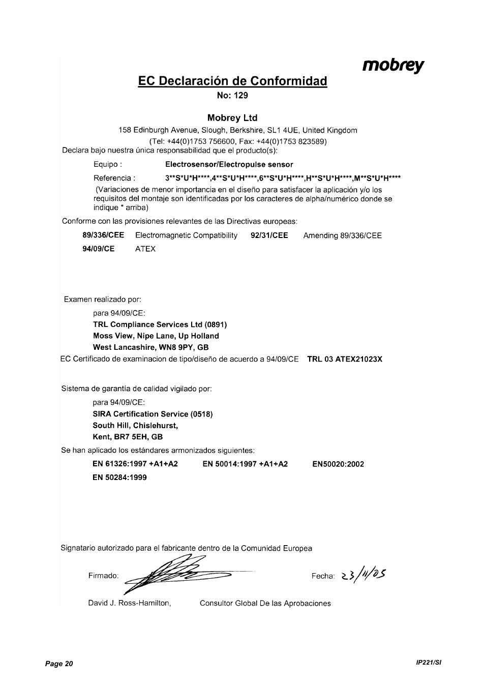 Emerson IP221/SI User Manual | Page 20 / 52