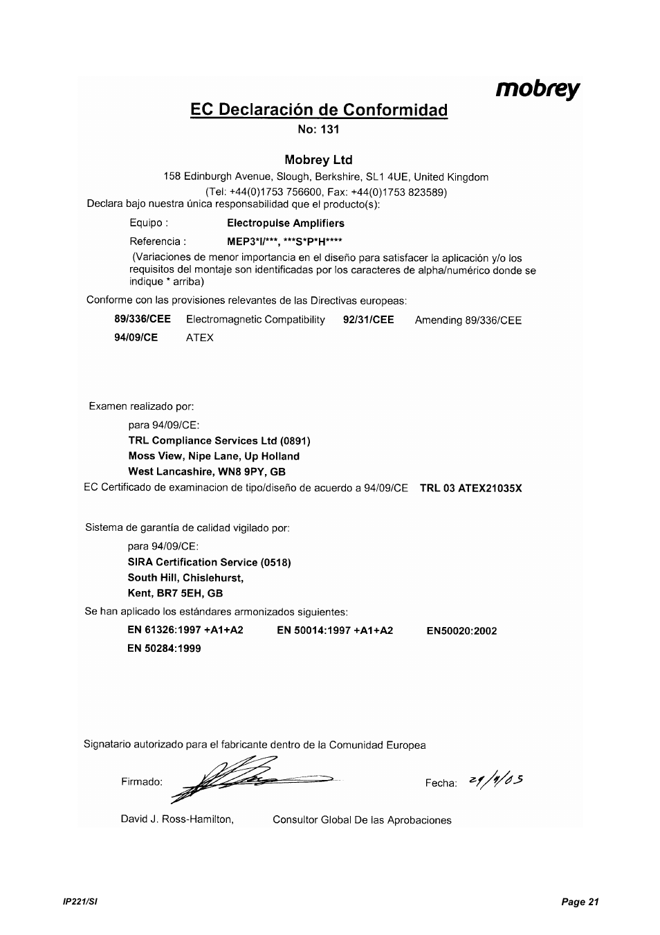 Emerson IP221/SI User Manual | Page 21 / 52