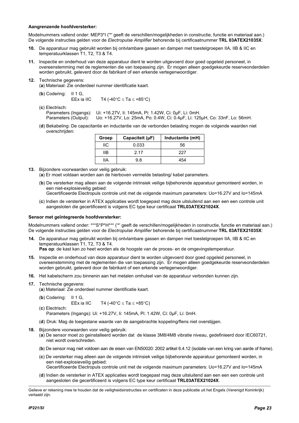 Emerson IP221/SI User Manual | Page 23 / 52