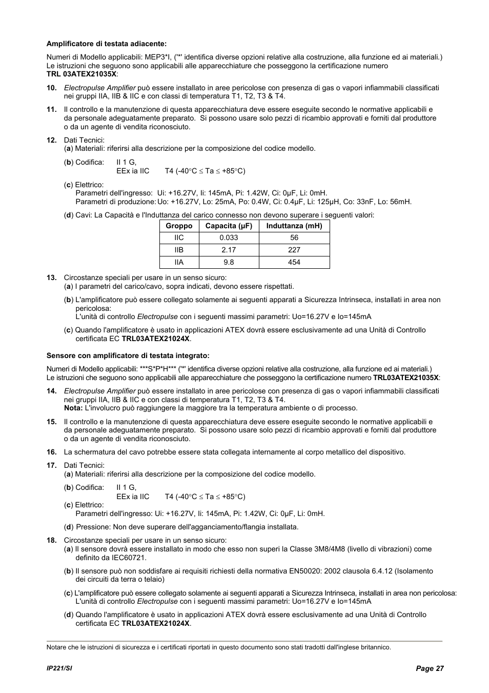 Emerson IP221/SI User Manual | Page 27 / 52