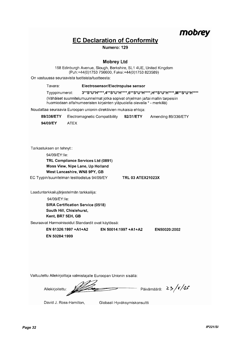 Emerson IP221/SI User Manual | Page 32 / 52