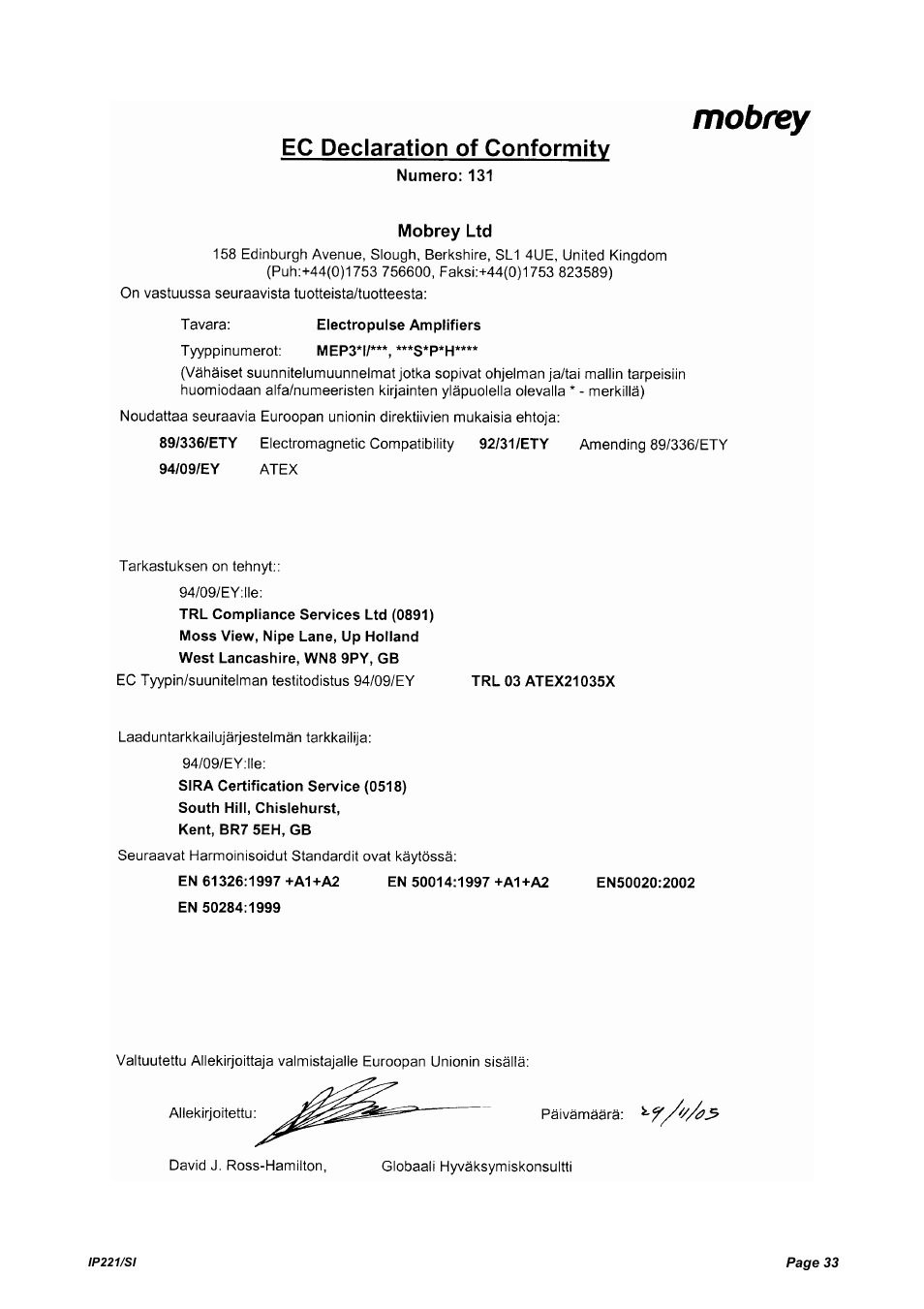 Emerson IP221/SI User Manual | Page 33 / 52