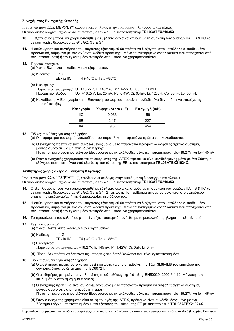 Emerson IP221/SI User Manual | Page 35 / 52