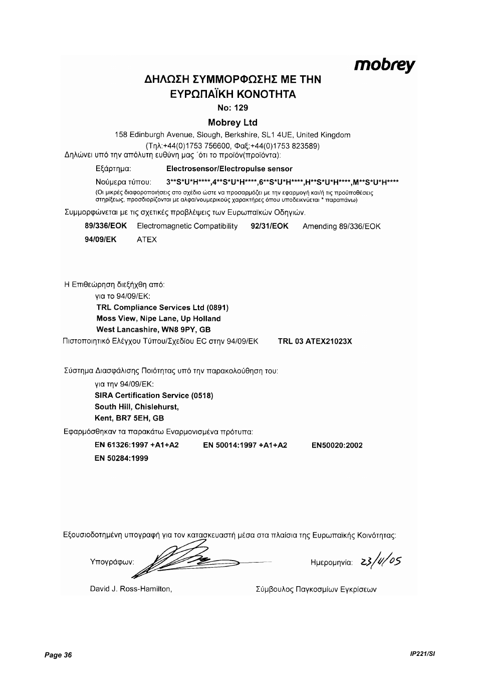 Emerson IP221/SI User Manual | Page 36 / 52