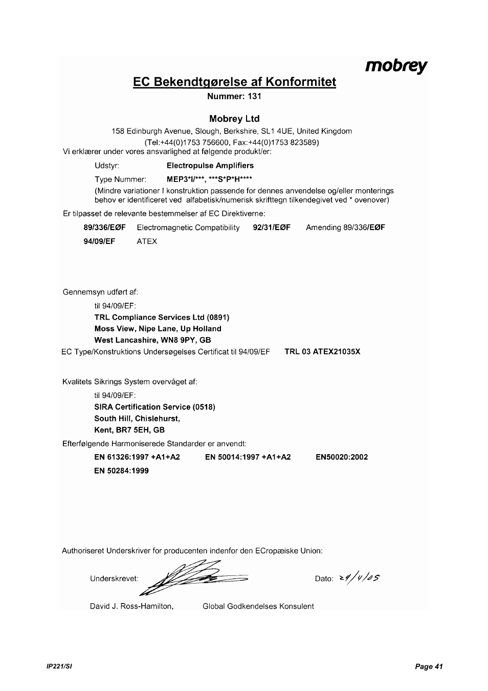 Emerson IP221/SI User Manual | Page 41 / 52