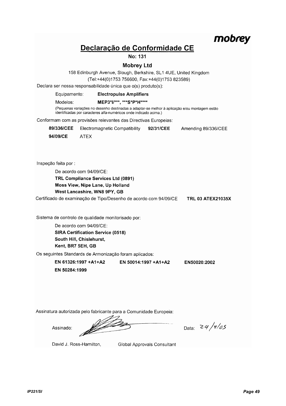 Emerson IP221/SI User Manual | Page 49 / 52