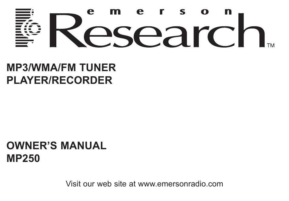 Emerson Radio MP250 User Manual | 44 pages