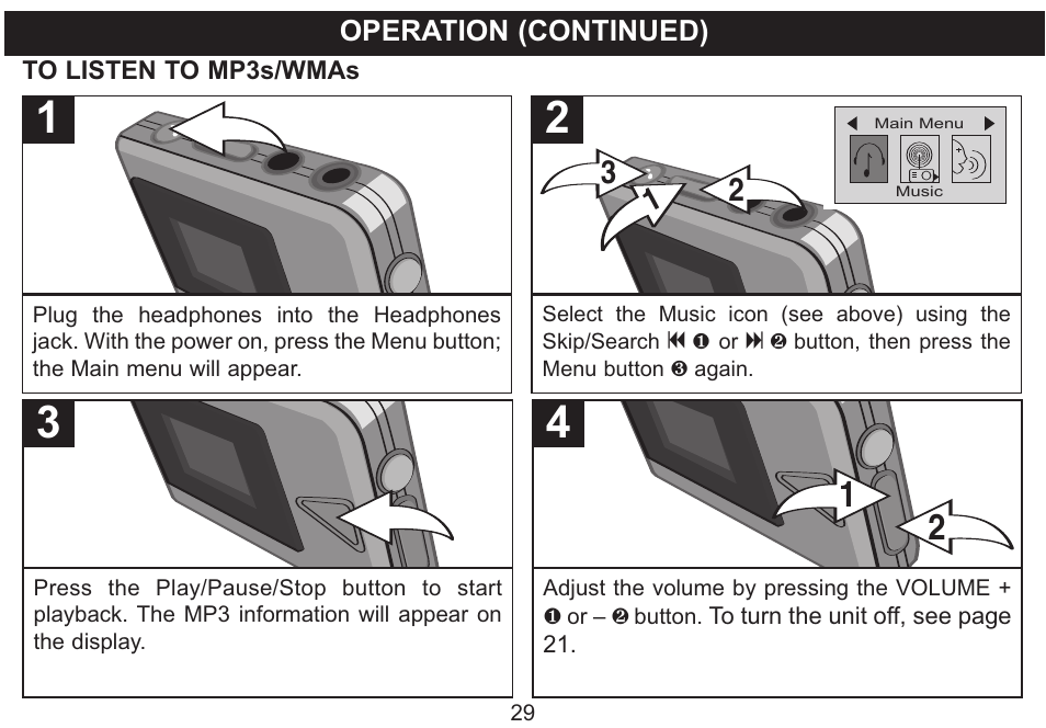 Operation (continued) | Emerson Radio MP250 User Manual | Page 30 / 44