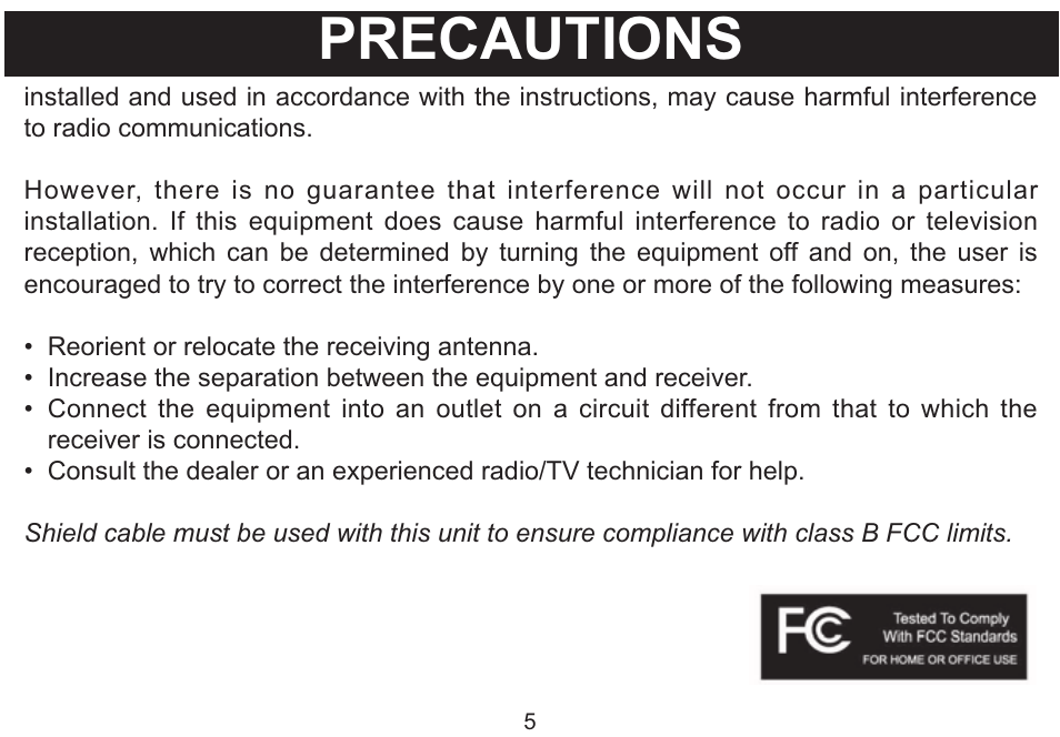 Precautions | Emerson Radio MP250 User Manual | Page 6 / 44