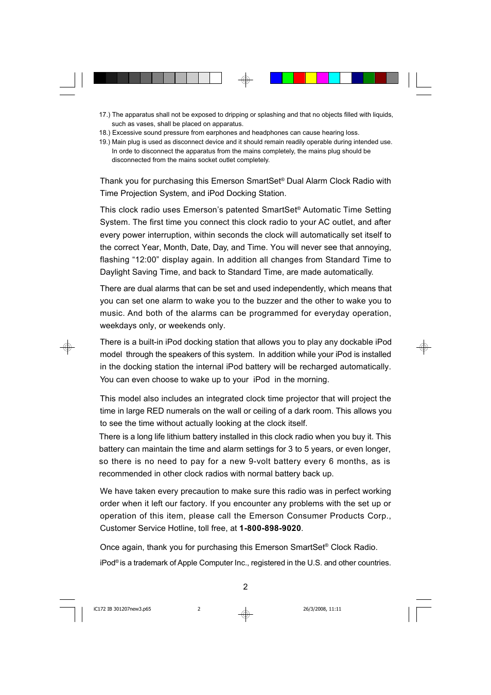 Emerson Radio iC172 User Manual | Page 2 / 35