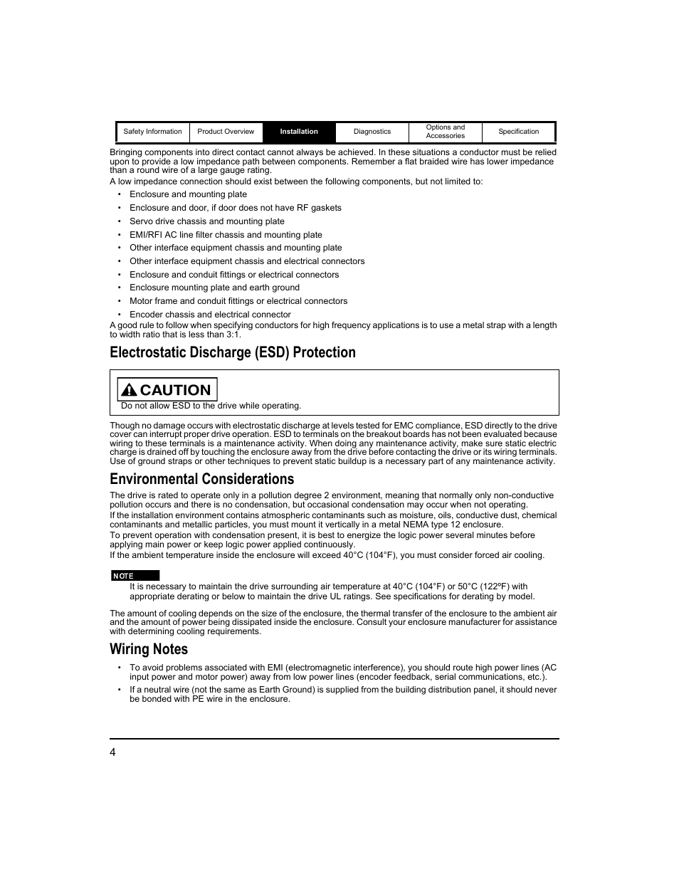 Electrostatic discharge (esd) protection, Environmental considerations, Wiring notes | Emerson 400518-01 User Manual | Page 16 / 88