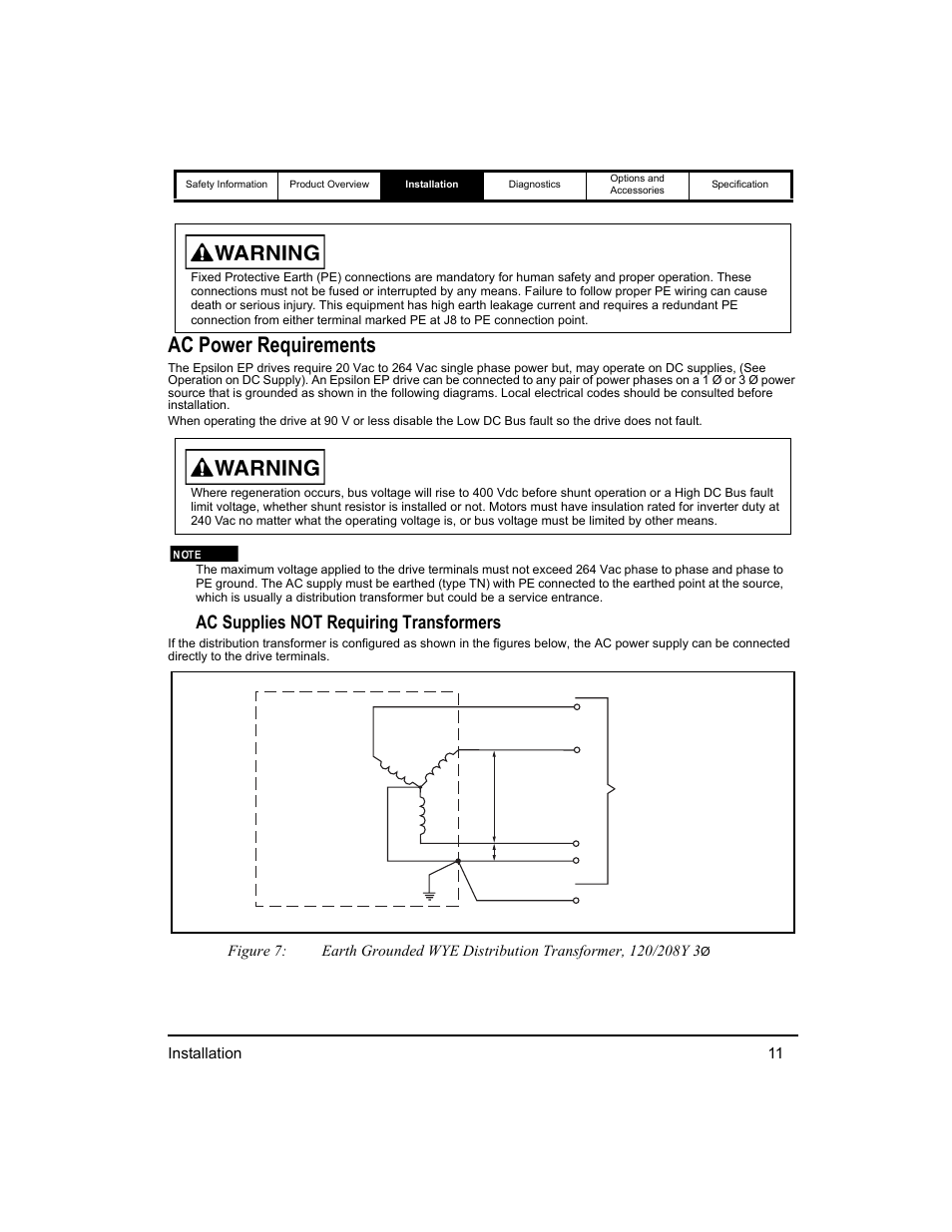 Ac power requirements, Ac supplies not requiring transformers, Installation 11 | Emerson 400518-01 User Manual | Page 23 / 88