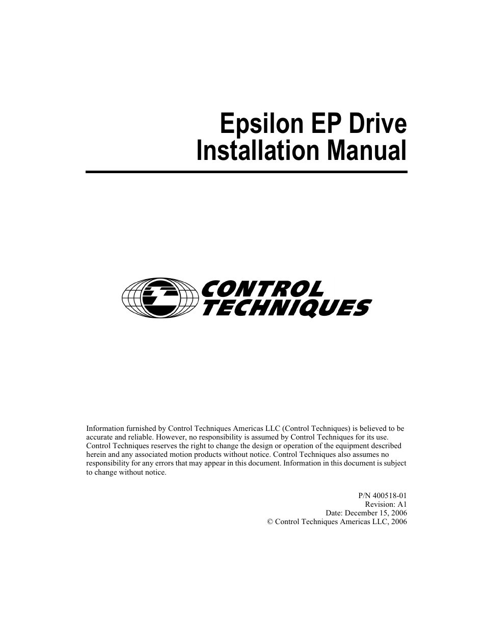 Epsilon ep drive installation manual | Emerson 400518-01 User Manual | Page 3 / 88