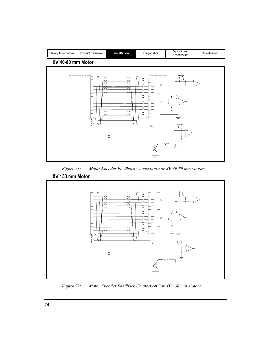Xv 40-80 mm motor, Xv 130 mm motor | Emerson 400518-01 User Manual | Page 36 / 88