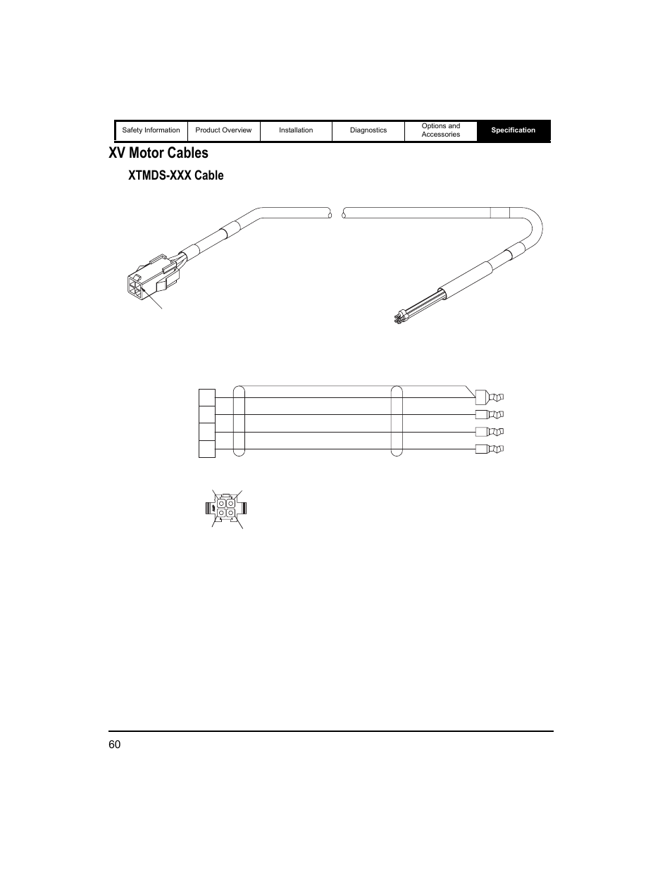 Xv motor cables, Xtmds-xxx cable | Emerson 400518-01 User Manual | Page 72 / 88