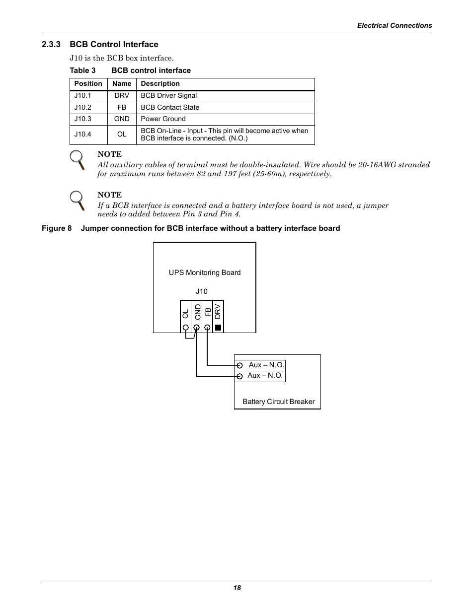 3 bcb control interface, Table 3 bcb control interface, Bcb control interface | Figure 8, Table 3 | Emerson Liebert NX 480V User Manual | Page 26 / 108