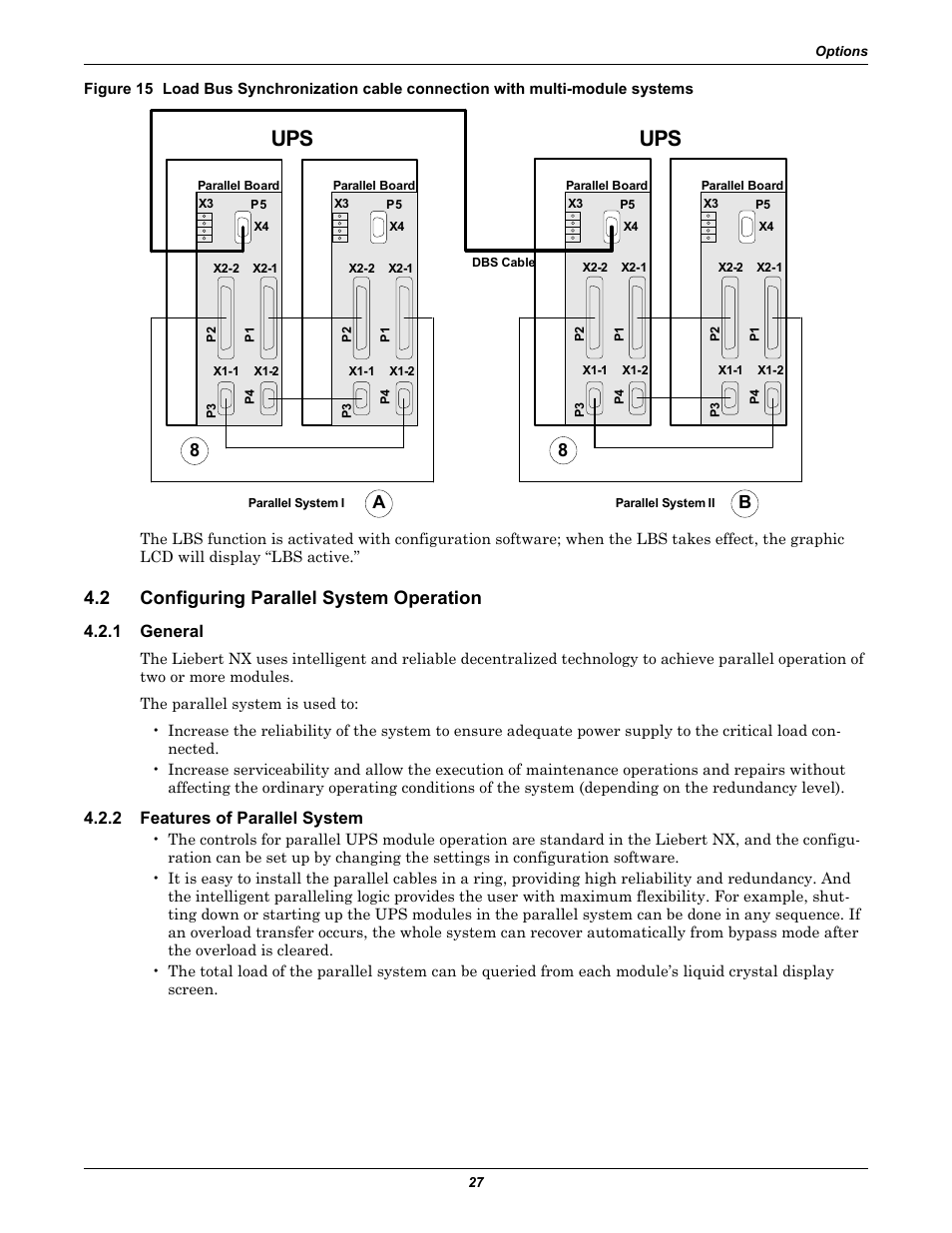 2 configuring parallel system operation, 1 general, 2 features of parallel system | Configuring parallel system operation, General, Features of parallel system, D 15 | Emerson Liebert NX 480V User Manual | Page 35 / 108