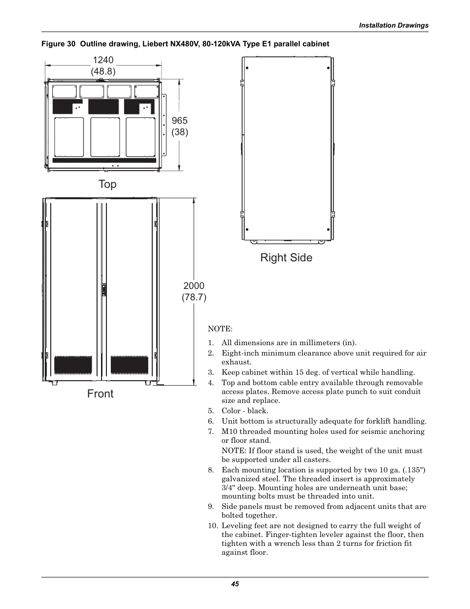 Top right side front | Emerson Liebert NX 480V User Manual | Page 53 / 108