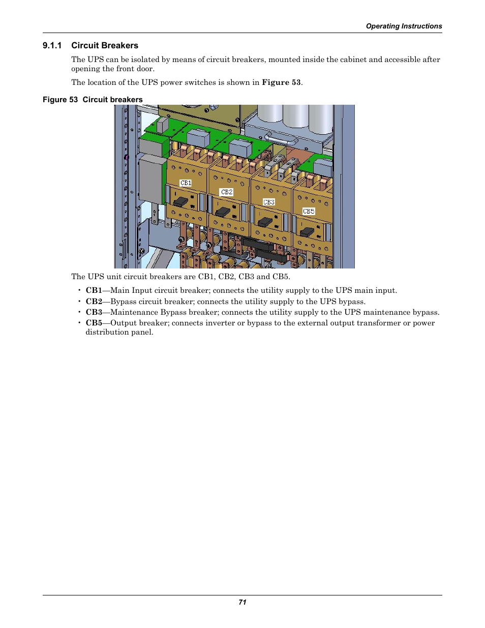1 circuit breakers, Figure 53 circuit breakers, Circuit breakers | Emerson Liebert NX 480V User Manual | Page 79 / 108