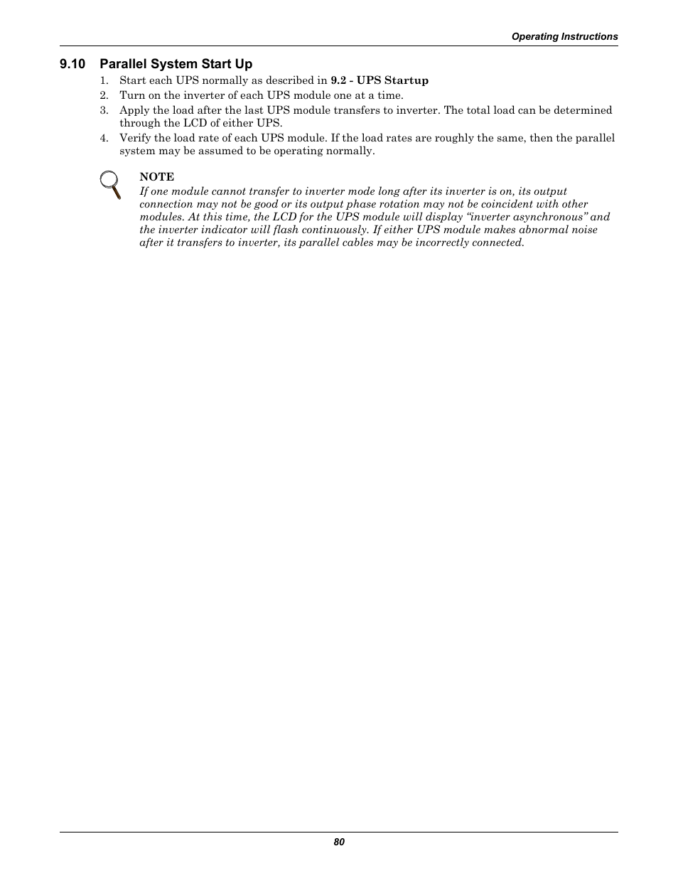 10 parallel system start up, Parallel system start up | Emerson Liebert NX 480V User Manual | Page 88 / 108