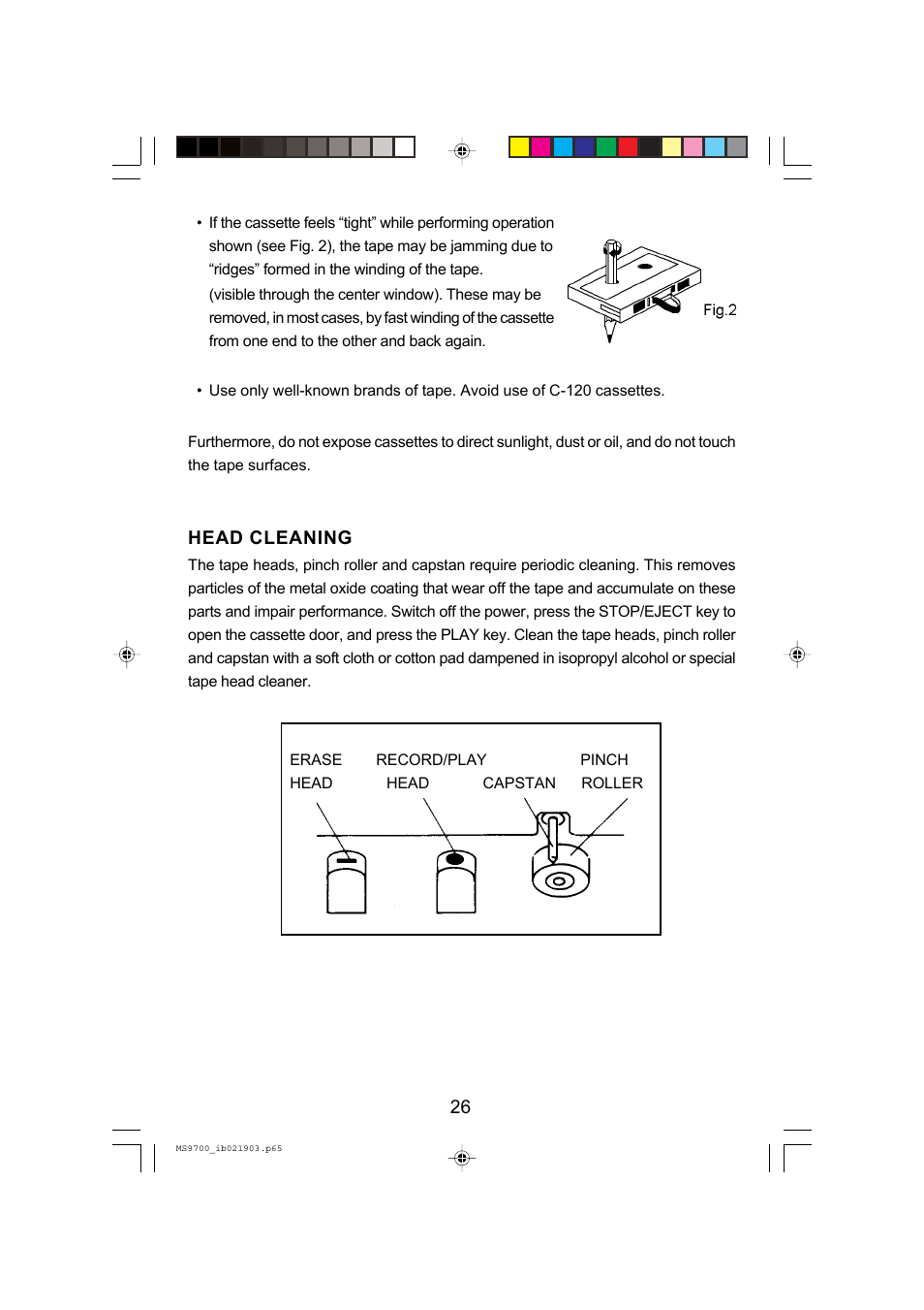 Head cleaning | Emerson Radio MS9700 User Manual | Page 27 / 31