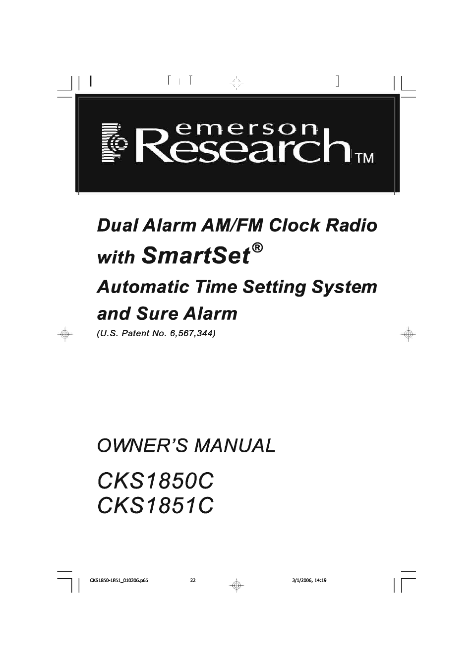 Emerson SMARTSET CKS1850C User Manual | 22 pages