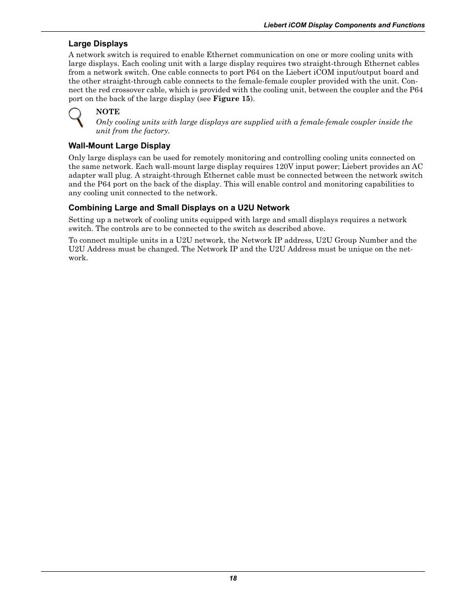 Large displays, Wall-mount large display | Emerson Liebert Challenger With Liebert iCOM Control 3000/ITR User Manual | Page 24 / 72