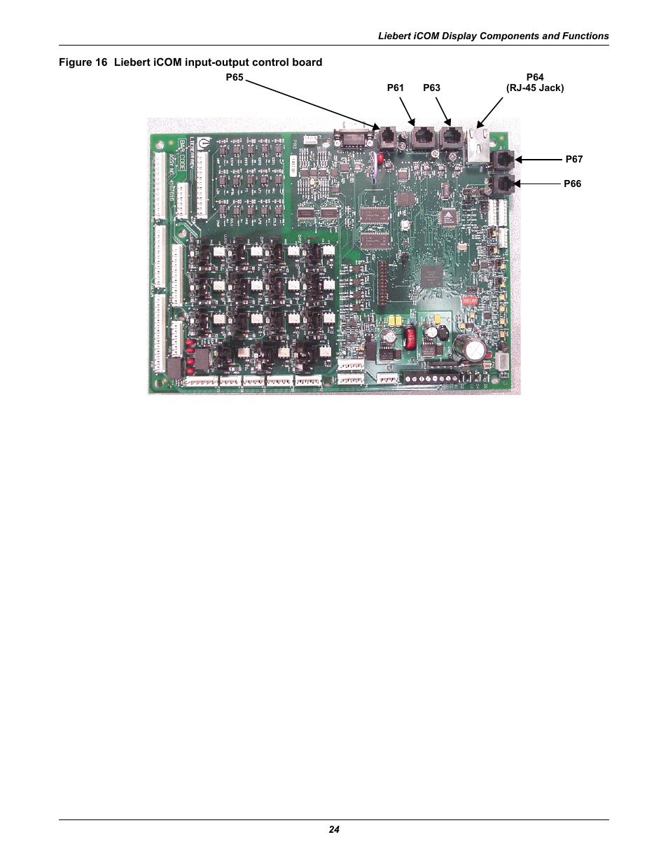 Figure 16 liebert icom input-output control board | Emerson Liebert Challenger With Liebert iCOM Control 3000/ITR User Manual | Page 30 / 72