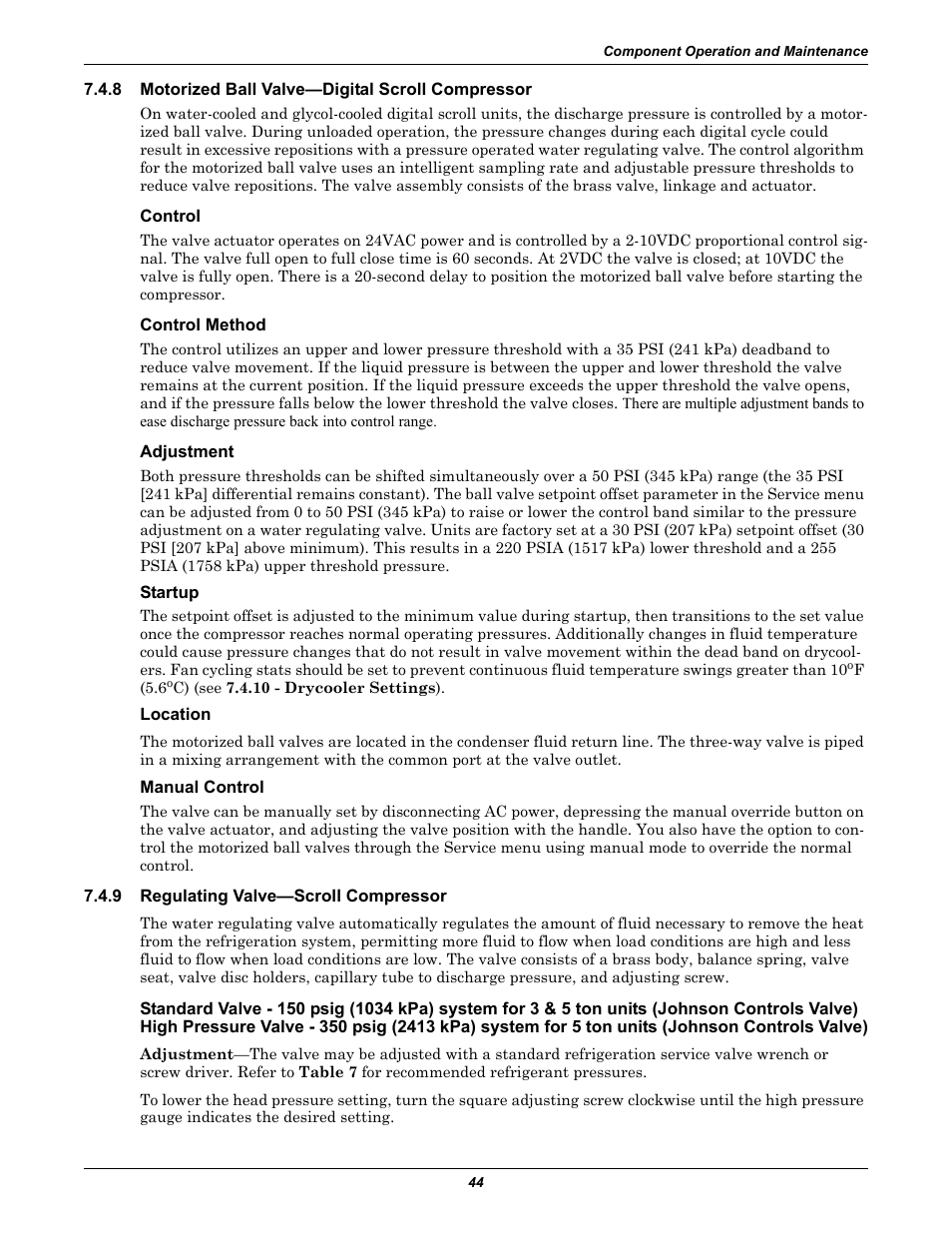 8 motorized ball valve—digital scroll compressor, Control, Control method | Adjustment, Startup, Location, Manual control, 9 regulating valve—scroll compressor, Motorized ball valve—digital scroll compressor, Regulating valve—scroll compressor | Emerson Liebert Challenger With Liebert iCOM Control 3000/ITR User Manual | Page 50 / 72