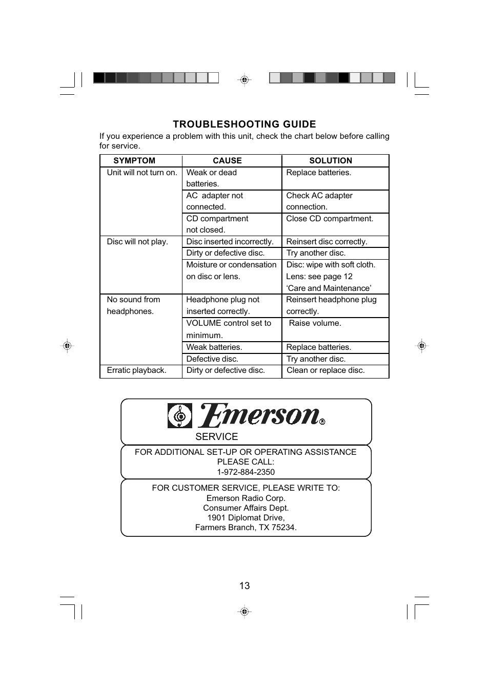 Emerson Radio HD2800 User Manual | Page 14 / 16
