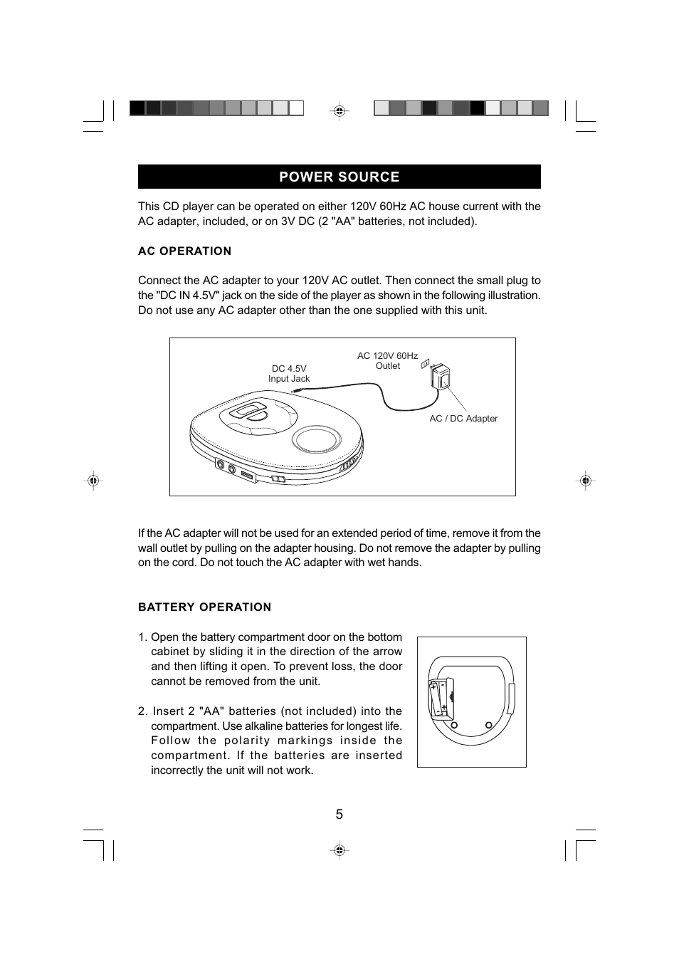 5power source | Emerson Radio HD2800 User Manual | Page 6 / 16