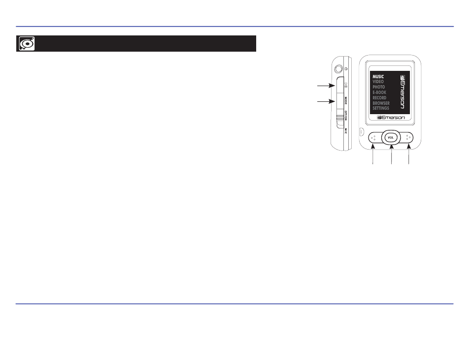 Music, Using the music player, Listening to music | Adjusting the volume | Emerson EMP413-4 User Manual | Page 13 / 29