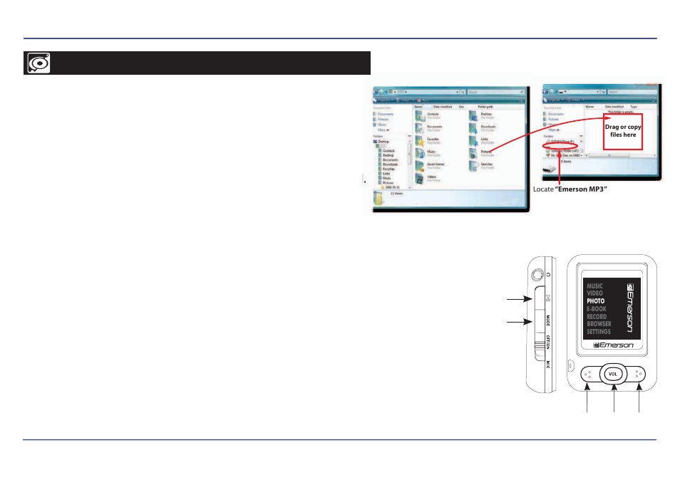 Photo, Downloading pictures to the player, Viewing pictures | Emerson EMP413-4 User Manual | Page 20 / 29