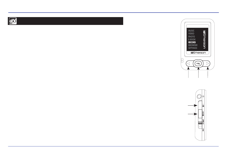 Record, Recording, Playing back recorded files | Emerson EMP413-4 User Manual | Page 22 / 29