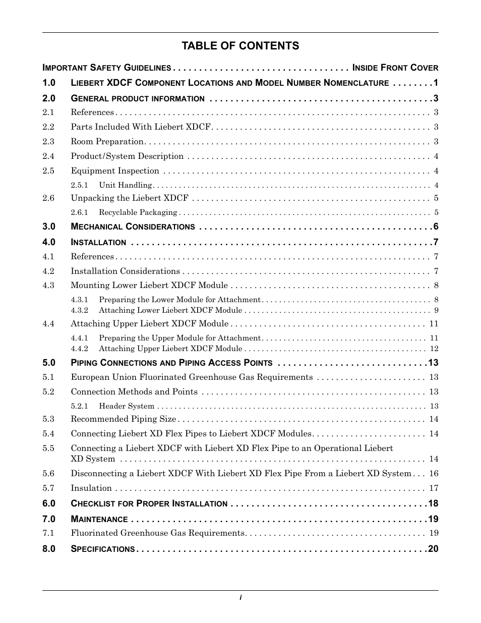 Emerson Liebert XDCF User Manual | Page 3 / 28