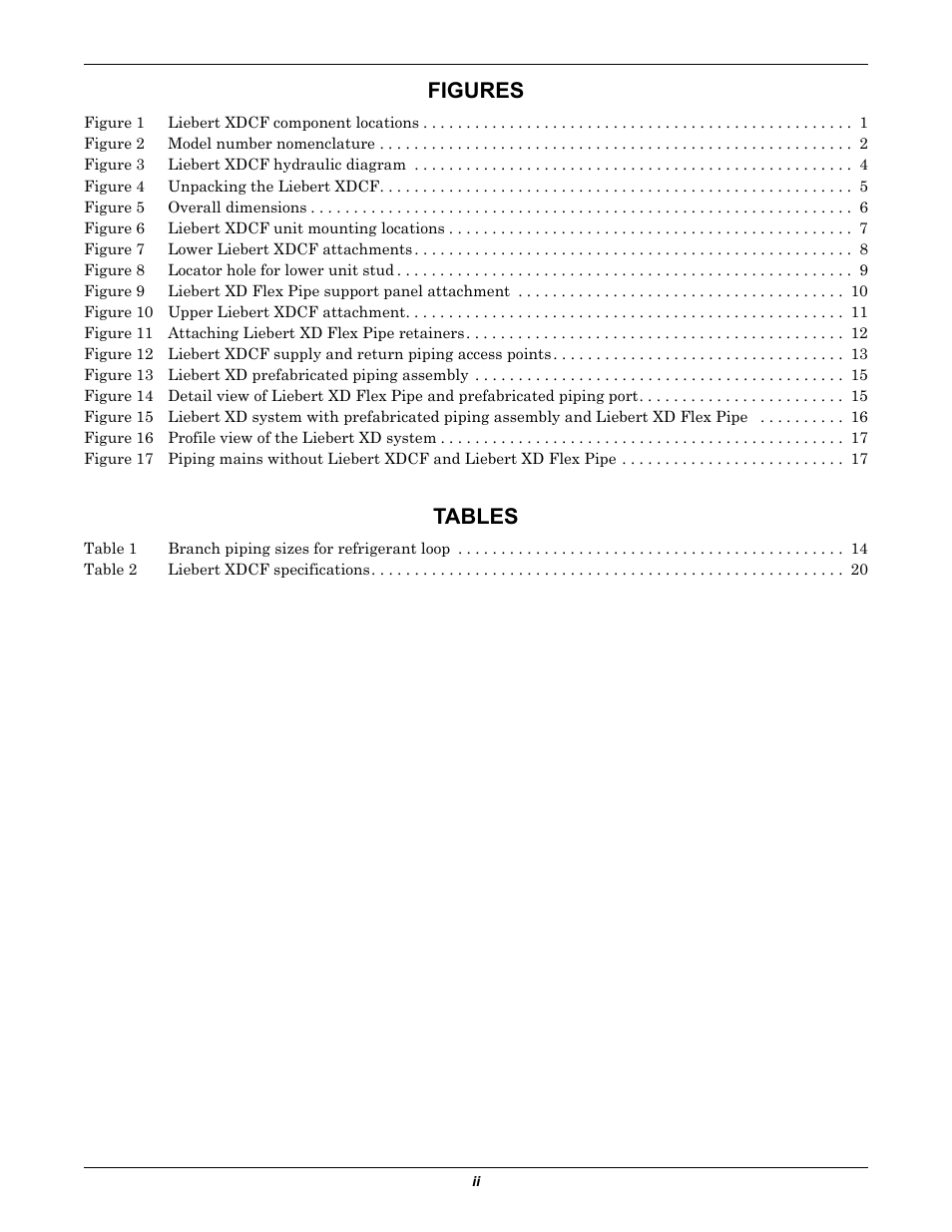Figures, Tables | Emerson Liebert XDCF User Manual | Page 4 / 28