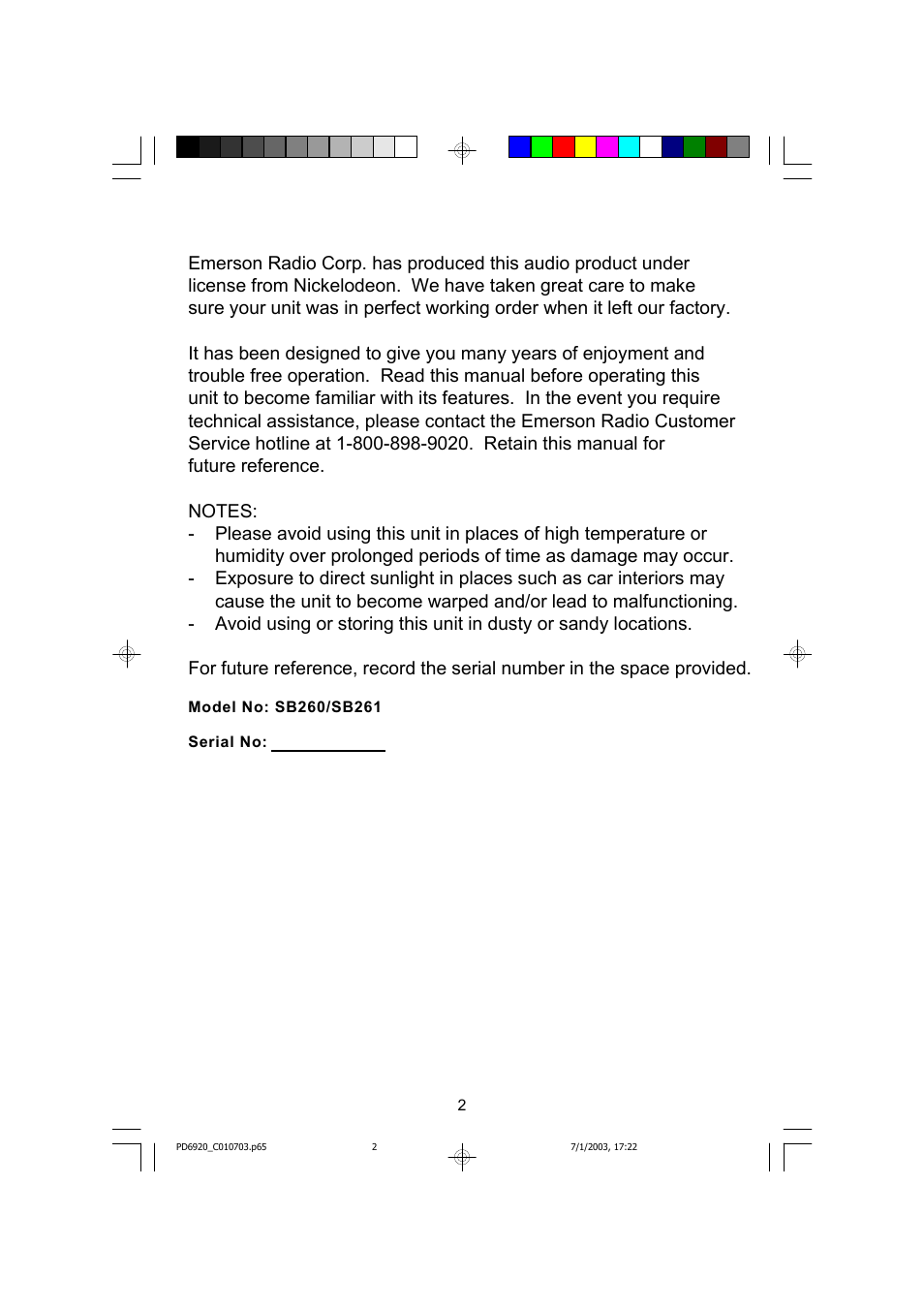 Emerson Radio SB261 User Manual | Page 3 / 16